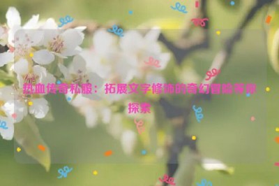 热血传奇私服：拓展文字修饰的奇幻冒险等你探索