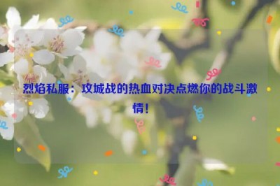 烈焰私服：攻城战的热血对决点燃你的战斗激情！