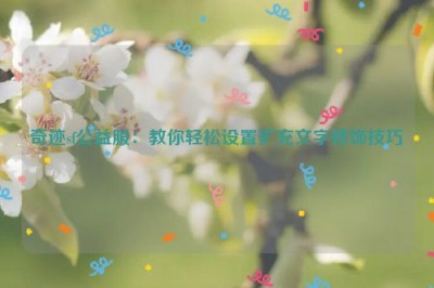 奇迹sf公益服：教你轻松设置扩充文字修饰技巧