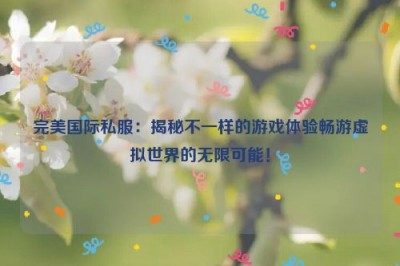 完美国际私服：揭秘不一样的游戏体验畅游虚拟世界的无限可能！