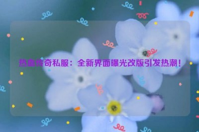 热血传奇私服：全新界面曝光改版引发热潮！