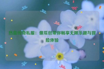 热血传奇私服：傻瓜包带你畅享无限乐趣与冒险体验