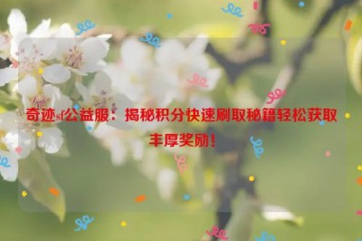 奇迹sf公益服：揭秘积分快速刷取秘籍轻松获取丰厚奖励！