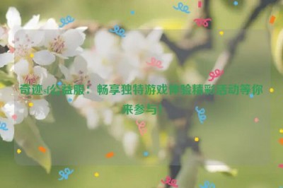 奇迹sf公益服：畅享独特游戏体验精彩活动等你来参与！