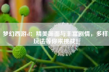 梦幻西游sf：精美画面与丰富剧情，多样玩法等你来挑战！