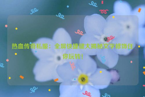 热血传奇私服：全屏快捷键大揭秘文字修饰任你玩转！