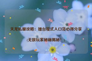 天龙私服攻略：擂台模式入口及心得分享(无敌玩家秘籍揭秘！)