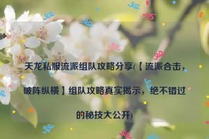 天龙私服流派组队攻略分享(【流派合击，破阵纵横】组队攻略真实揭示，绝不错过的秘技大公开)