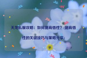 天龙私服攻略：如何提高悟性？(提高悟性的关键技巧与策略分享)