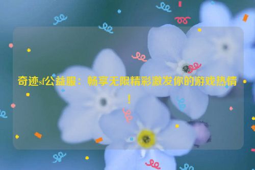 奇迹sf公益服：畅享无限精彩激发你的游戏热情！