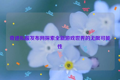 奇迹私服发布网探索全新游戏世界的无限可能性