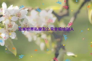 完美世界私服怎么卖坐骑给别人