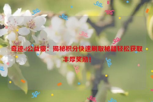 奇迹sf公益服：揭秘积分快速刷取秘籍轻松获取丰厚奖励！