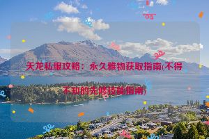 天龙私服攻略：永久雅物获取指南(不得不知的先修技能指南)