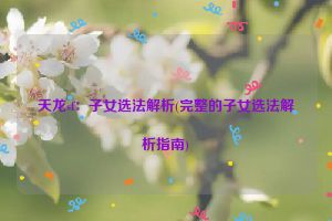 天龙sf：子女选法解析(完整的子女选法解析指南)