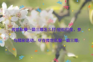 传世私服一箭三雕怎么打(轻松打怪，参与精彩活动，尽在传世私服一箭三雕)