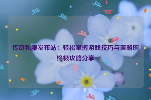 传奇私服发布站：轻松掌握游戏技巧与策略的终极攻略分享